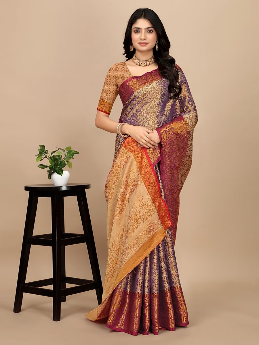Chiku Pattu Silk Fabric Jacquard Woven Kanjivaram Dharmavaram Styles Pattu Sarees