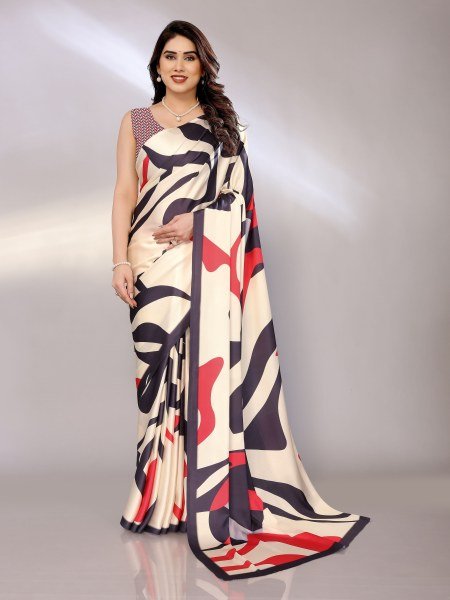 Abstract Print Crepe Silk Saree for Party Wear Daily Deals