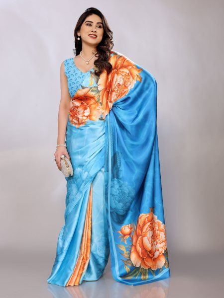 Abstract Print Crepe Silk Saree for Party Wear Daily Deals