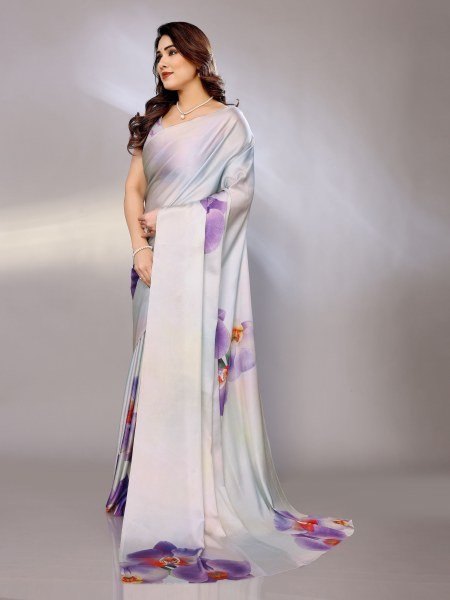 Abstract Print Crepe Silk Saree for Party Wear Digital Print Sarees