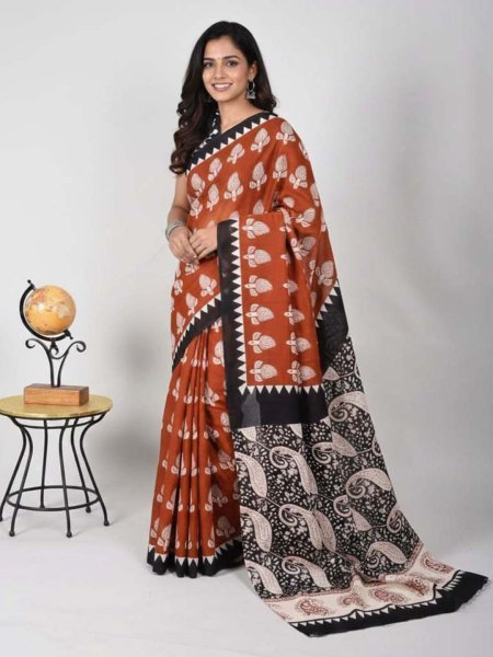 Abstract Print Mulmul Cotton Party Wear Saree Daily Deals