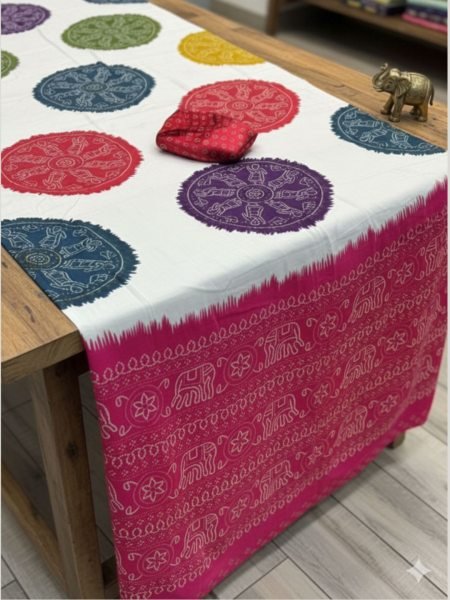 Ajrakh Printed Satin Silk Saree with Blouse Piece Daily Deals