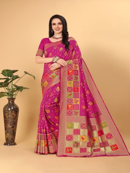  Banarasi Paithani Patola Print Rani Saree Patola Sarees