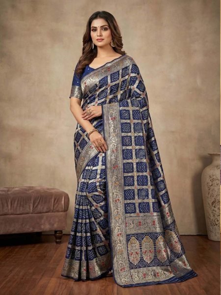Banarasi Silk Saree with Geometric Woven Design   Rich Zari Border Daily Deals