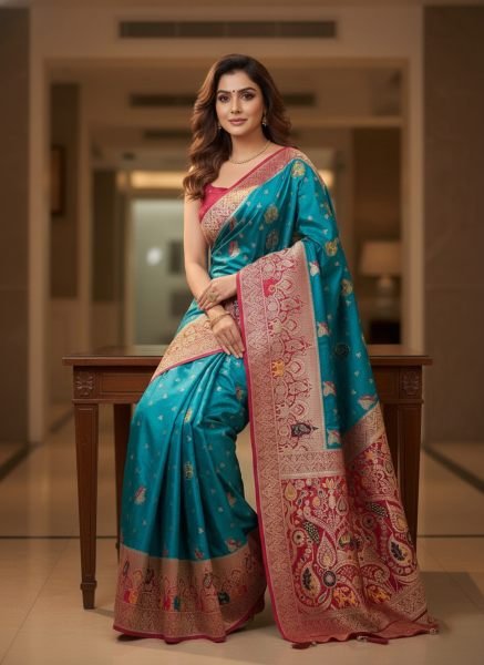 Banarasi Woven Pure Satin Silk Saree Banarasi Sarees