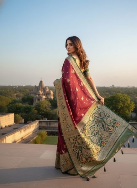 Banarasi Woven Pure Satin Silk Saree Banarasi Sarees