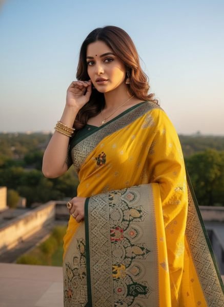 Banarasi Woven Pure Satin Silk Saree Banarasi Sarees