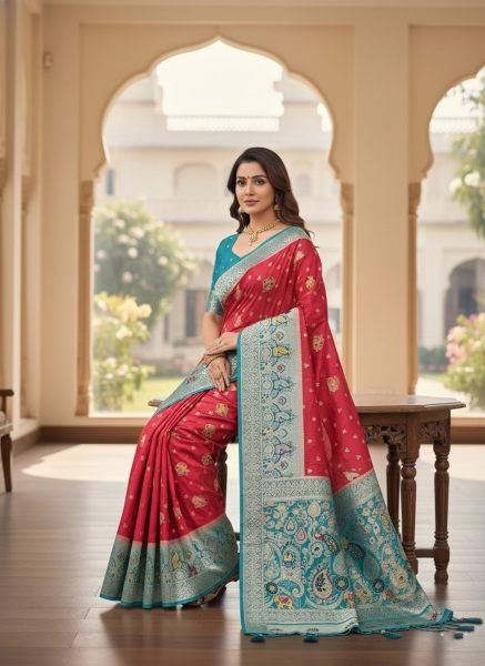 Banarasi Woven Pure Satin Silk Saree Banarasi Sarees