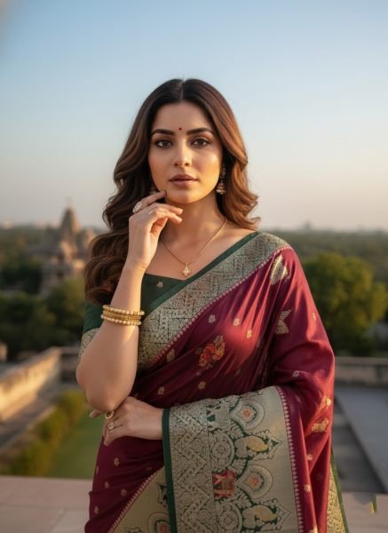 Banarasi Woven Pure Satin Silk Saree Banarasi Sarees