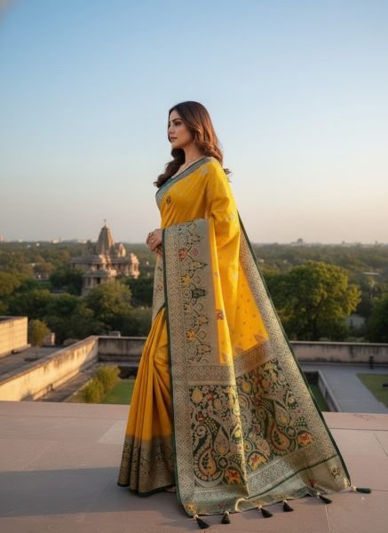 Banarasi Woven Pure Satin Silk Saree Banarasi Sarees