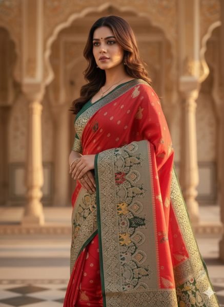 Banarasi Woven Pure Satin Silk Saree Banarasi Sarees