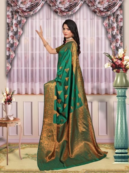 Banarasi Zari Woven Pure Silk Green Saree Banarasi Sarees
