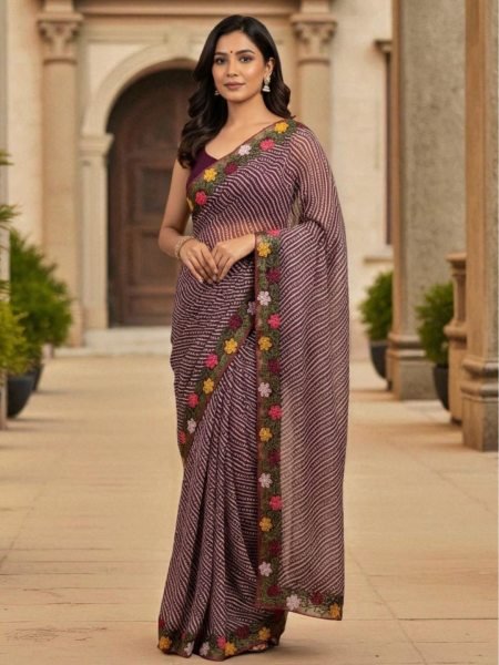 Bandhani Printed Cotton Silk Saree with Embroidery Work Border Saree