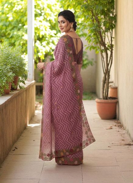 Bandhani Printed Cotton Silk Saree with Embroidery Work Border Cotton Sarees