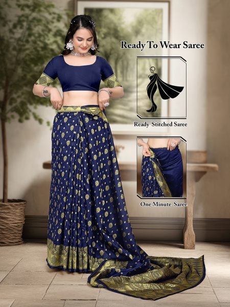Black Ready to Wear Woven Banarasi Jacquard Pure Silk Saree Sale