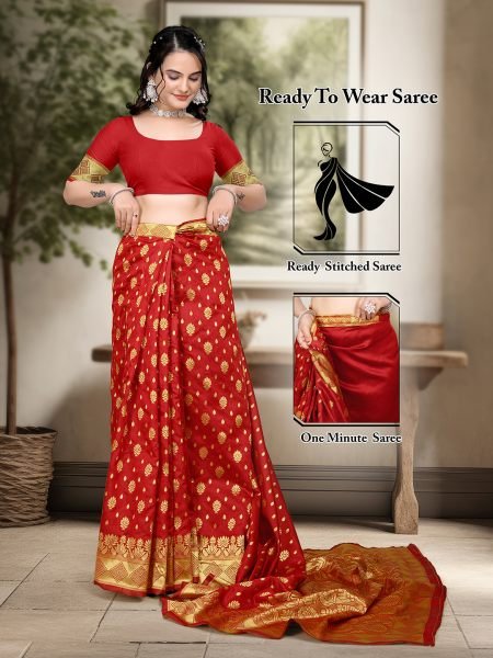 Black Ready to Wear Woven Banarasi Jacquard Pure Silk Saree Sale