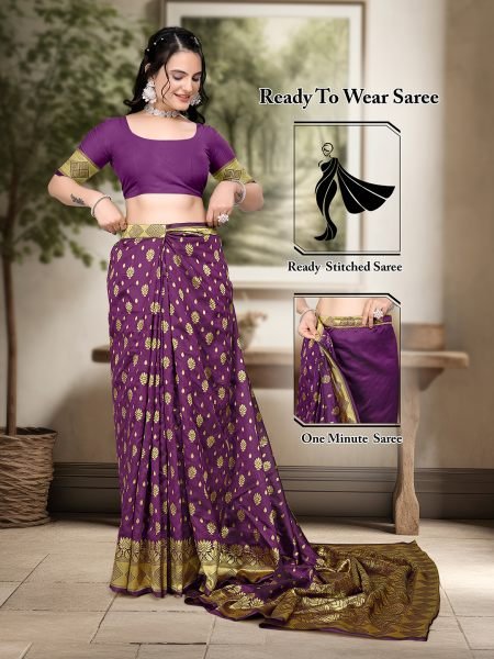 Black Ready to Wear Woven Banarasi Jacquard Pure Silk Saree Saree