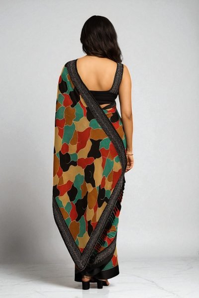 Border Swarovski Diamond Work Abstract Printed Chiffon Saree Printed Sarees