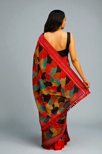 Border Swarovski Diamond Work Abstract Printed Chiffon Saree Printed Sarees