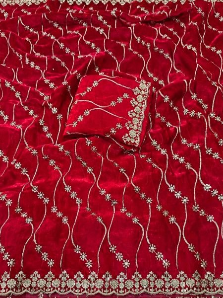 Chiffon Satin Saree with Heavy Zari Embroidery   Scalloped Cutwork Border Daily Deals