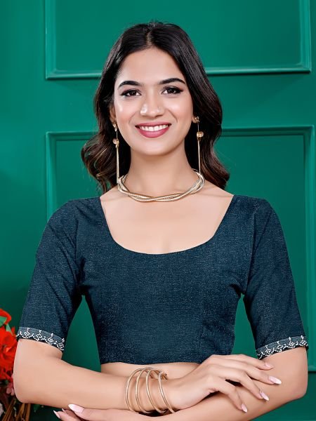 Chiffon Swarovski Diamond Lace Work Saree with Unstitched Blouse Piece Designer Sarees