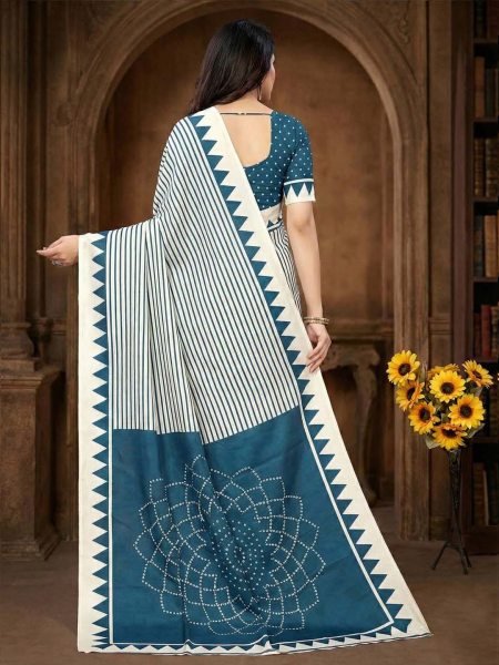 Crepe Silk Saree with Contemporary Geometric Stripes   Traditional Print Printed Sarees
