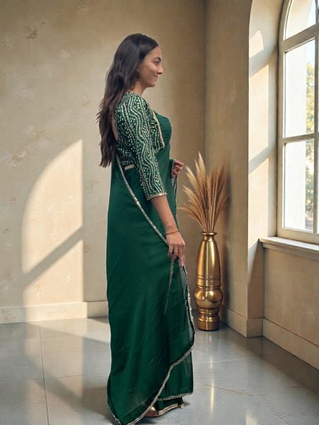 Elegant Black Rangoli Silk Saree with Mirror Lace Border and Designer Foil Print Blouse Party Wear Saree