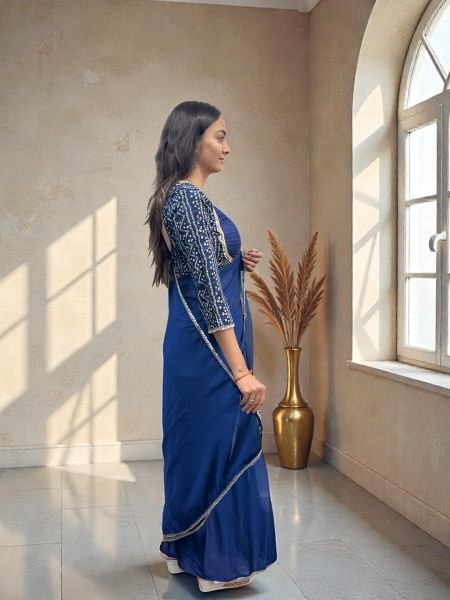 Elegant Black Rangoli Silk Saree with Mirror Lace Border and Designer Foil Print Blouse Party Wear Saree