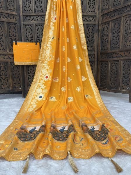 Elegant Bottle Green Dola Silk Saree with Traditional Zari Woven Peacock Pallu   Latkans Daily Deals