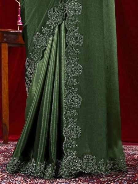 Elegant Chinon Shaded Saree with Siroski Diamond Work   Unstitched Blouse Designer Sarees