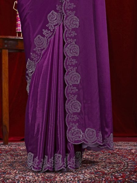 Elegant Chinon Shaded Saree with Siroski Diamond Work   Unstitched Blouse Designer Sarees