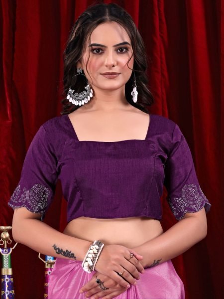 Elegant Chinon Shaded Saree with Siroski Diamond Work   Unstitched Blouse Designer Sarees