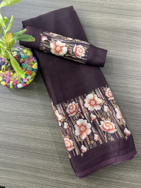 Elegant Floral Border Print Georgette Border Saree Daily Deals