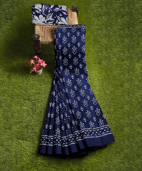 Elegant Floral Print Pure Cotton Saree for Daily Wear Printed Sarees