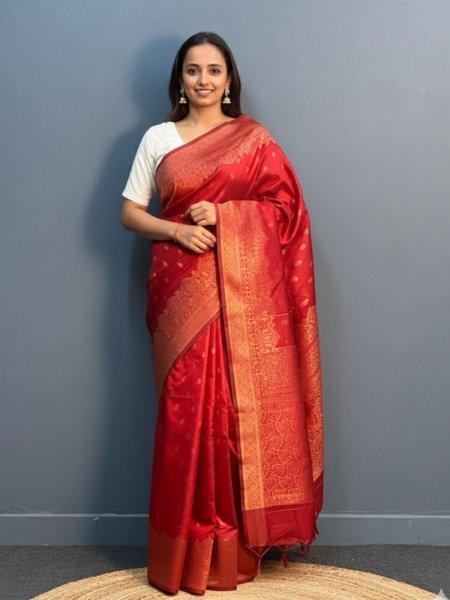 Elegant Patola Print Jacquard Woven Cotton Silk Saree with Zari Butta Work Kanjivaram Sarees