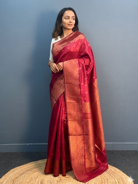 Elegant Patola Print Jacquard Woven Cotton Silk Saree with Zari Butta Work Kanjivaram Sarees