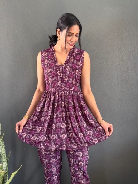 Elegant Printed V Neck Co Ord Set for Office   Casual Wear Co-Ords