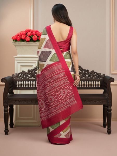Elegant Satin Bandhni Printed Party wear Saree Printed Sarees