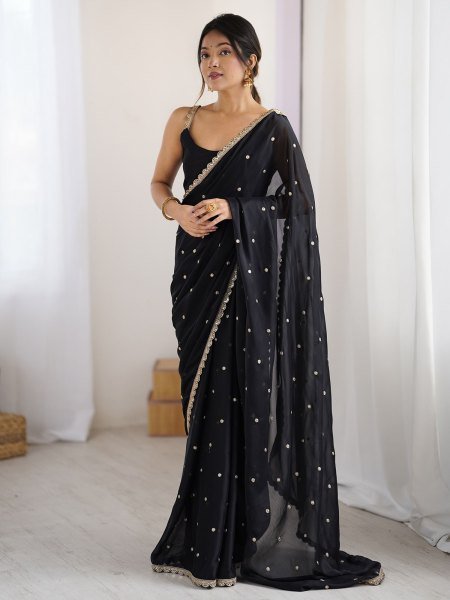 Embellished Rangoli Silk Saree with Sequin Butti   Lace Border Daily Deals