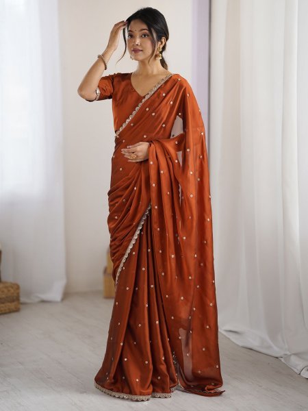 Embellished Rangoli Silk Saree with Sequin Butti   Lace Border Daily Deals