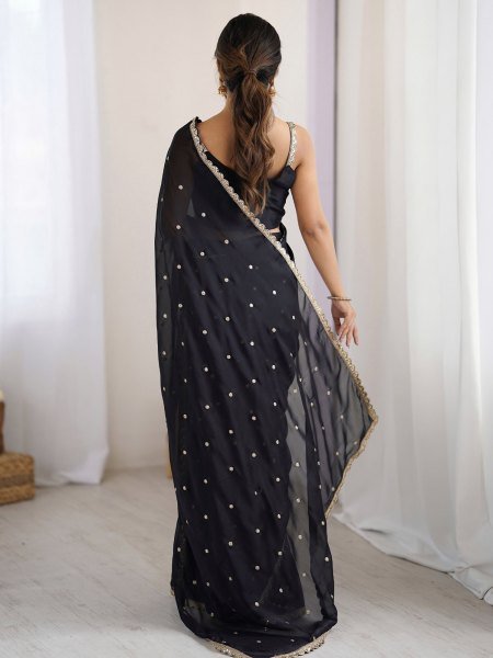 Embellished Rangoli Silk Saree with Sequin Butti   Lace Border Designer Sarees