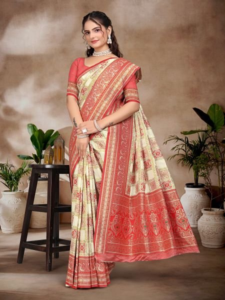 Exquisite Red Pure Silk Woven Patola Festive Saree Sale