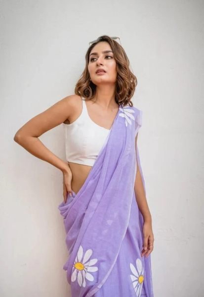 Floral Print Handloom Pure Cotton Saree with Unstitched Blouse Piece Printed Sarees