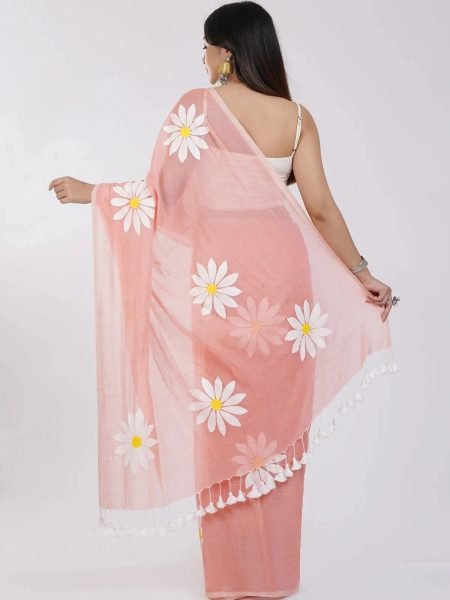 Floral Print Handloom Pure Cotton Saree with Unstitched Blouse Piece Printed Sarees