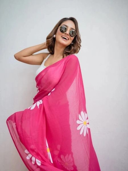 Floral Print Handloom Pure Cotton Saree with Unstitched Blouse Piece Printed Sarees