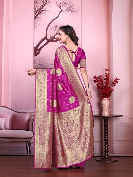Floral Print Ready to Wear Banarasi Jacquard Party Saree with Unstitched Blouse Ready To Wear Sarees