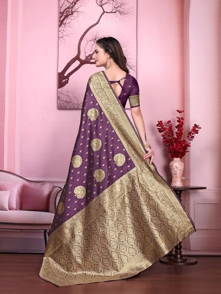 Floral Print Ready to Wear Banarasi Jacquard Party Saree with Unstitched Blouse Ready To Wear Sarees