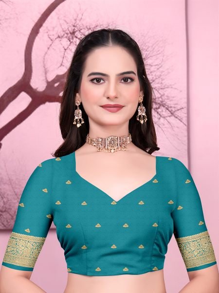 Floral Print Ready to Wear Banarasi Jacquard Party Saree with Unstitched Blouse Ready To Wear Sarees