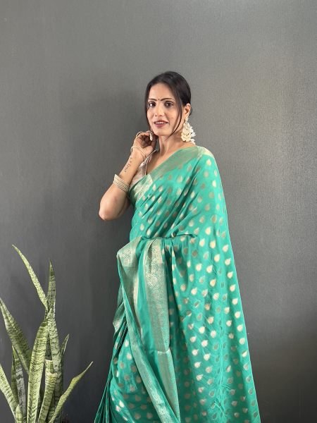 Green Ready to Wear Pure Banarasi Georgette Saree Ready To Wear Sarees