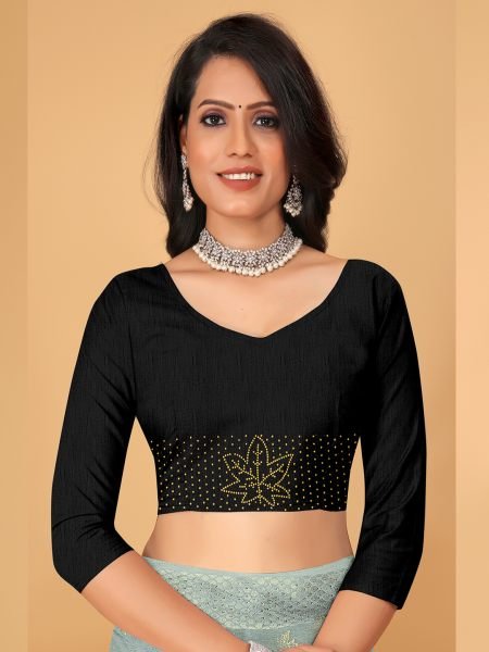 Grey Diamond Work Zari Butta Party Wear Saree  Designer Sarees